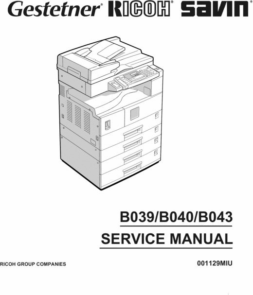 Product picture RICOH AFICIO 1018 SERVICE MANUAL